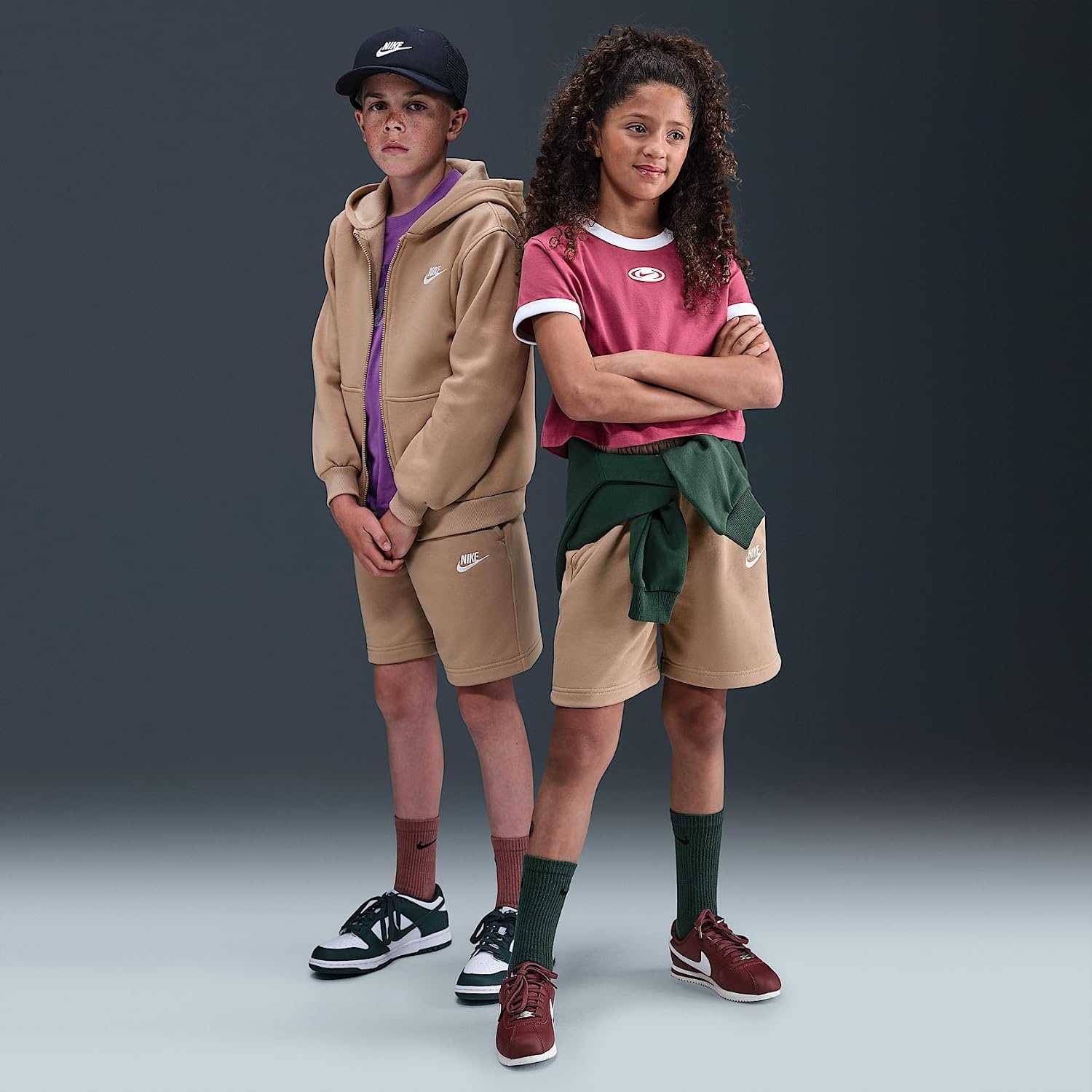 image:imageNike Unisex Big Kids Sportswear Club Fleece French Terry Shorts Boys and GirlsHempWhite