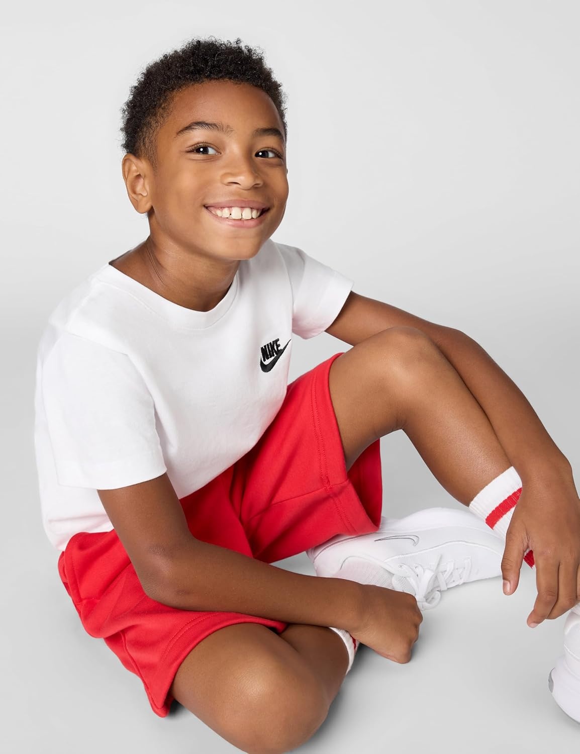 image:imageNike Unisex Big Kids Sportswear Club Fleece French Terry Shorts Boys and GirlsUniversity RedWhite
