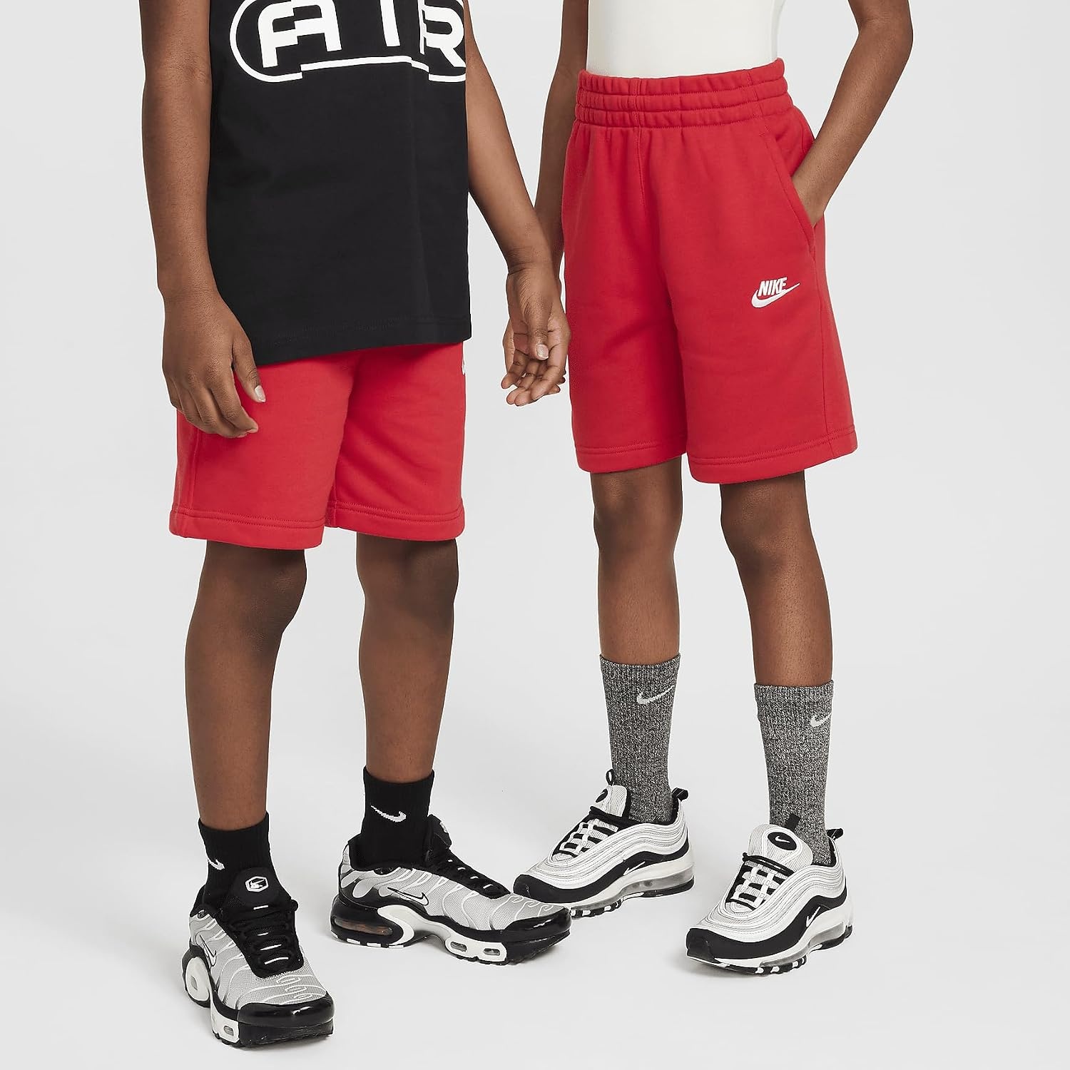 image:imageNike Unisex Big Kids Sportswear Club Fleece French Terry Shorts Boys and GirlsUniversity RedWhite