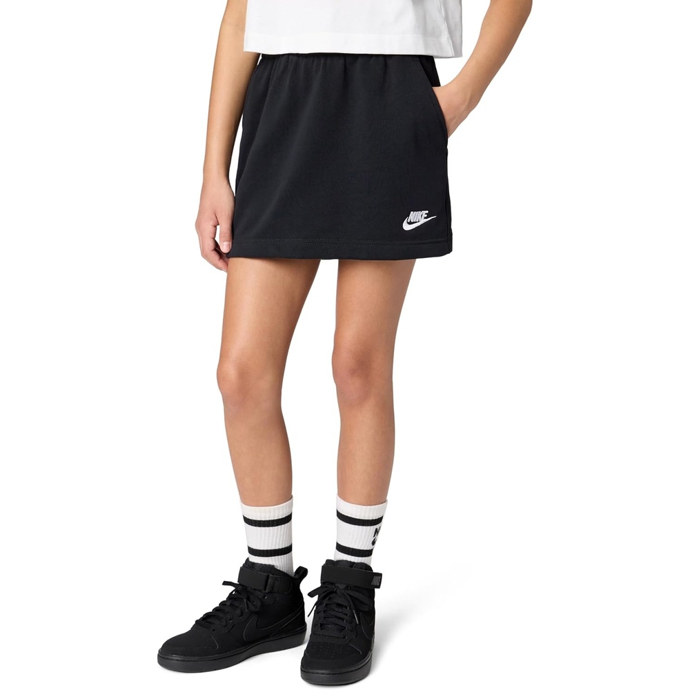 image:imageNike Girls Sportswear Club French Terry SkirtBlackBlackWhite