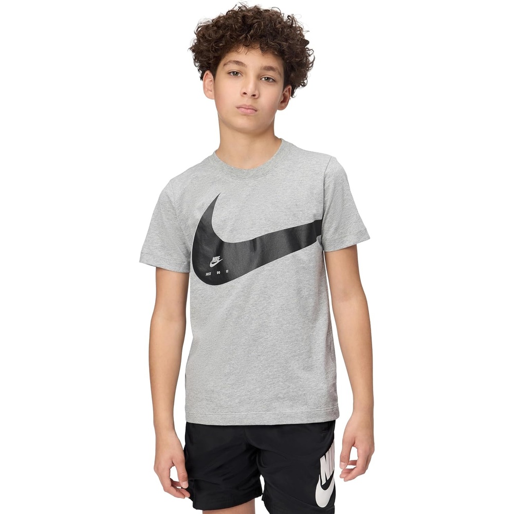image:imageNike Unisex Big Kids Sportswear Club Energy TShirt Large Swoosh Logo Boys and GirlsDark Grey Heather
