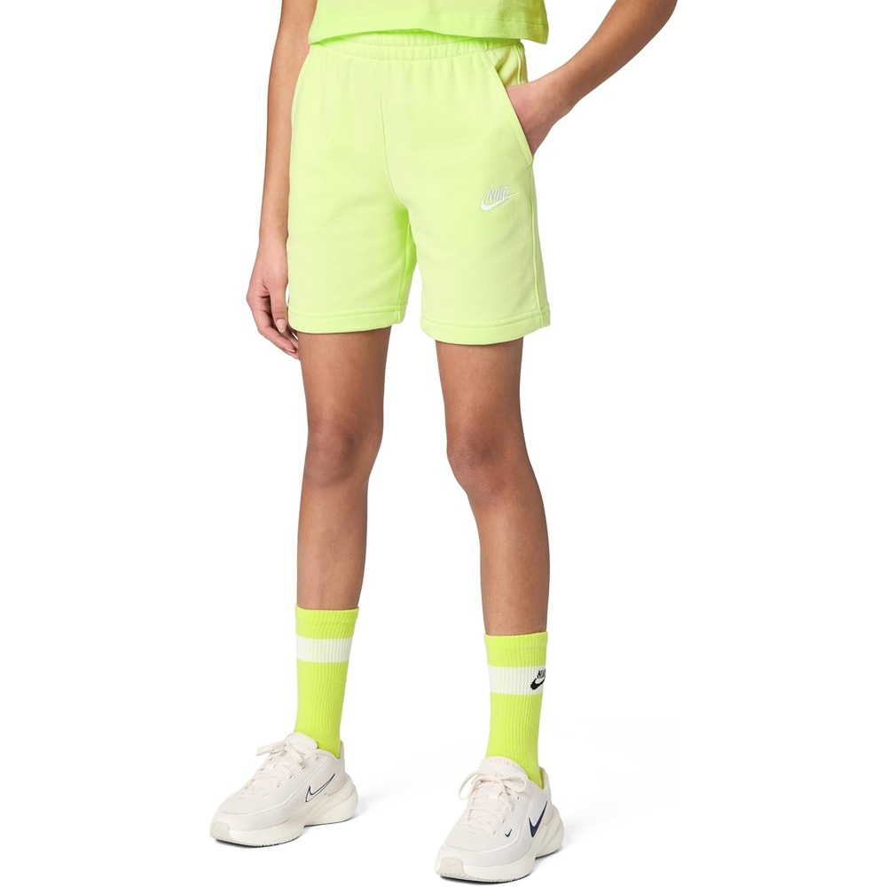 image:imageNike Unisex Big Kids Sportswear Club Fleece French Terry Shorts Boys and GirlsLight Liquid LimeWhite