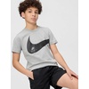 Nike Unisex Big Kids’ Sportswear Club Energy T-Shirt (Large Swoosh Logo) – Boys and Girls(Dark Grey Heather)