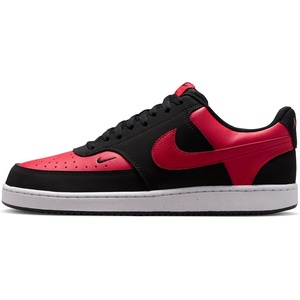Nike Men’s Court Vision Low Nubuck Shoes(Black/University Red-university Red)