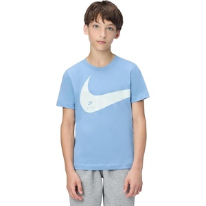 Nike Unisex Big Kids’ Sportswear Club Energy T-Shirt (Large Swoosh Logo) – Boys and Girls(Work Blue)