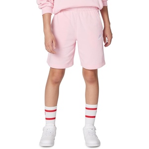 Nike Unisex Big Kids’ Sportswear Club Fleece French Terry Shorts – Boys and Girls(Medium Soft Pink/White)
