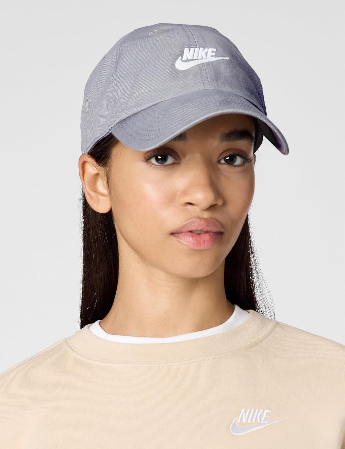 image:imageNike Unisex Adult Club Unstructured Futura Wash Cap Hat Mens and WomensParticle GreyWhite
