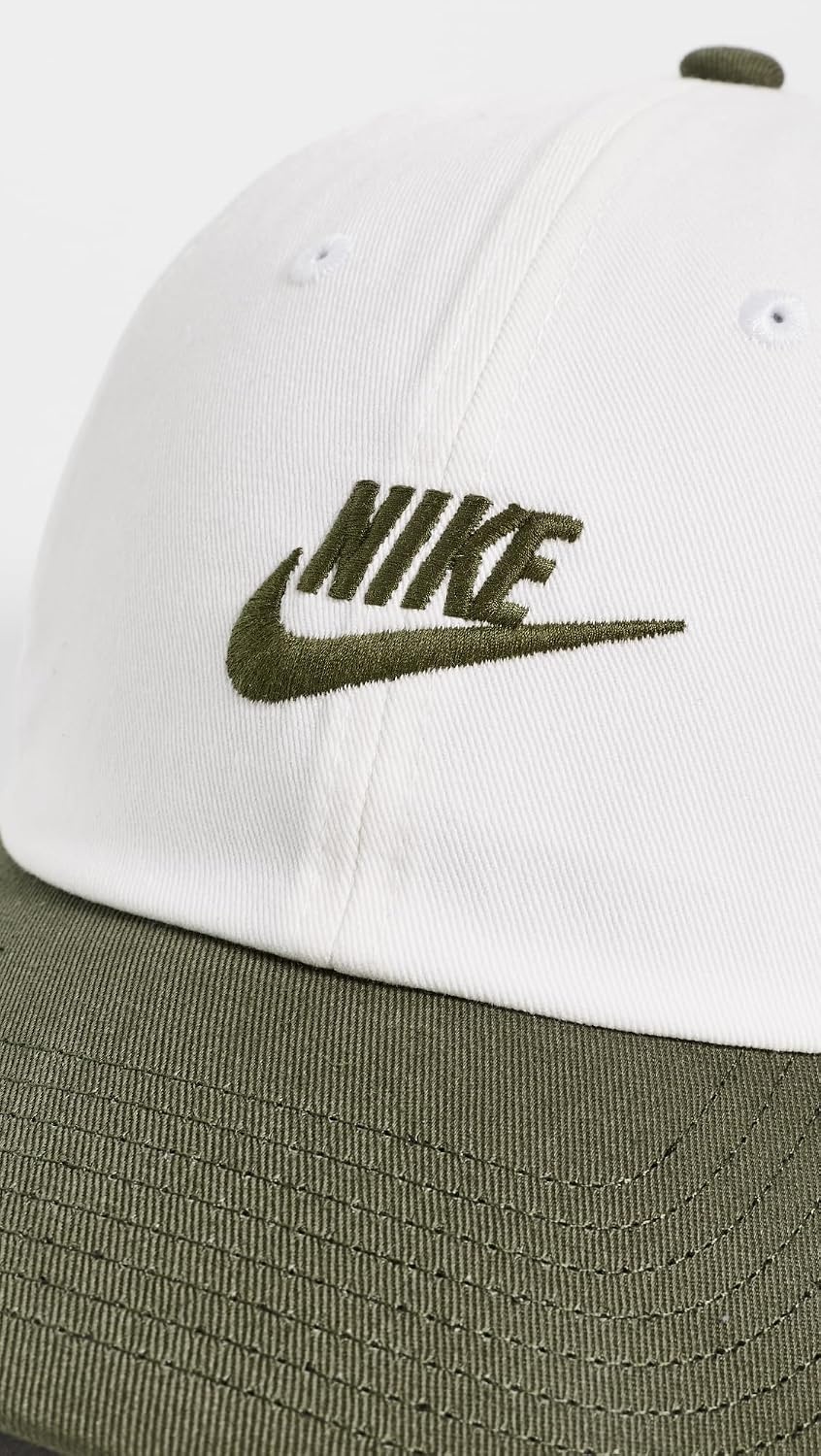 image:imageNike Unisex Adult Club Unstructured Futura Wash Cap Hat Mens and WomensWhiteMedium OliveMedium Olive