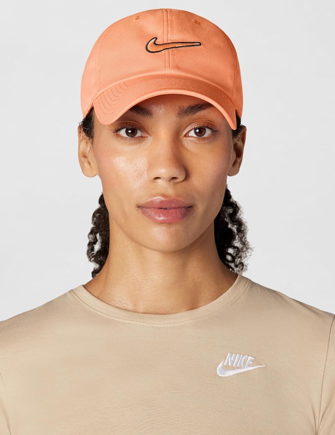 image:imageNike Unisex Adult Club Unstructured Swoosh Cap Hat Mens and WomensOrange FrostBlack