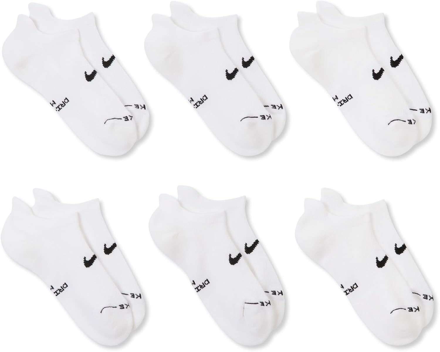 image:imageNike Unisex Adult Everyday Elevated NoShow Socks 6Pack Mens and WomensWhiteBlack