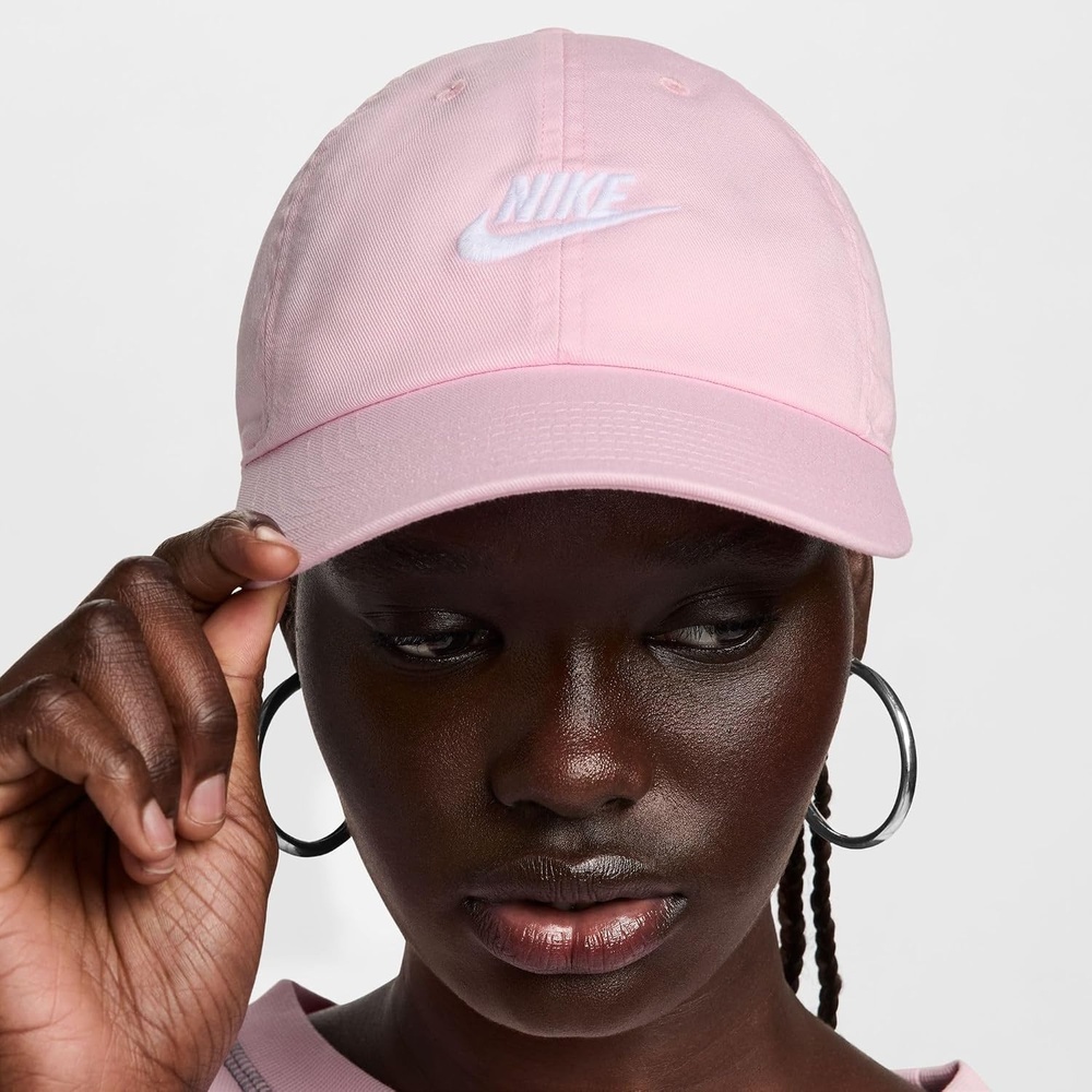 image:imageNike Unisex Adult Club Unstructured Futura Wash Cap Hat Mens and WomensPink Foam White