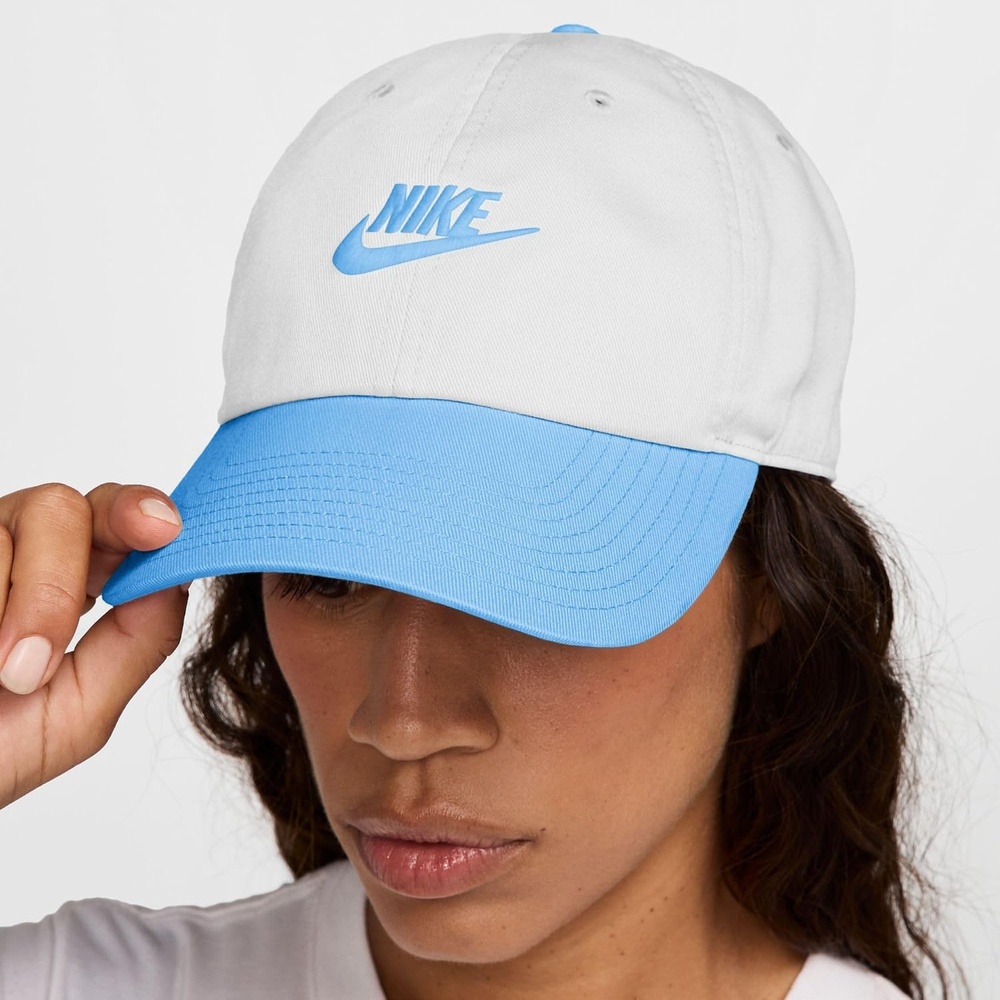 image:imageNike Unisex Adult Club Unstructured Futura Wash Cap Hat Mens and WomensWhiteFootball BlueFootball Blue