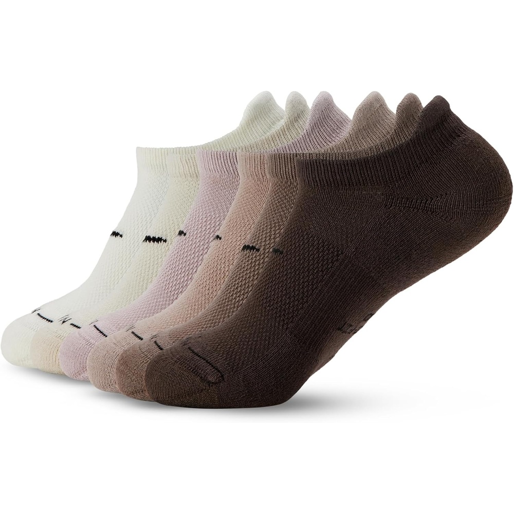 image:imageNike Unisex Adult Everyday Elevated NoShow Socks 6Pack Mens and WomensLight Orewood BrownSailMaltBaroque BrownMink BrownParticle Rose