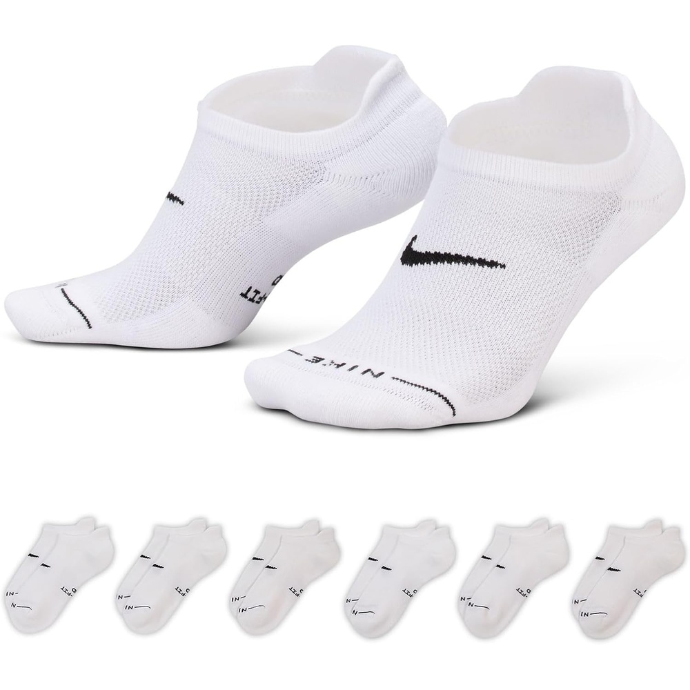 image:imageNike Unisex Adult Everyday Elevated NoShow Socks 6Pack Mens and WomensWhiteBlack