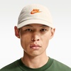 Nike Unisex Adult Club Unstructured Futura Wash Cap Hat | Mens and Womens(Light Bone/Safety Orange)