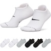 Nike Unisex Adult Everyday Elevated No-Show Socks (6-Pack) | Mens and Womens(White/White/Grey Heather/Black/Black/Grey Heather)