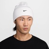 Nike Unisex Adult Peak Swoosh Beanie | Mens and Womens(White/Black)