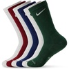 Nike Unisex Adult Everyday Elevated Crew Socks (6-Pack) | Mens and Womens(Midnight Navy/Team Red/Fir Birch Heather /Birch Heather/Birch Heather)