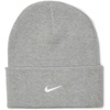 Nike Unisex Adult Peak Swoosh Beanie | Mens and Womens(Dk Grey Heather/White)