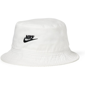 Nike Unisex Adult Apex Futura Washed Bucket Hat | Mens and Womens(White/Black)