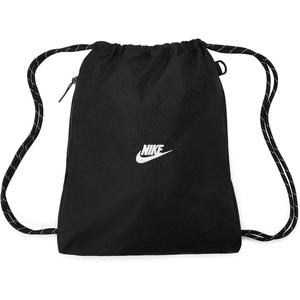Nike Unisex Adult Classics Heritage 2.0 Drawstring Bag Backpack (12L) | Mens and Womens(Black/Black/White)