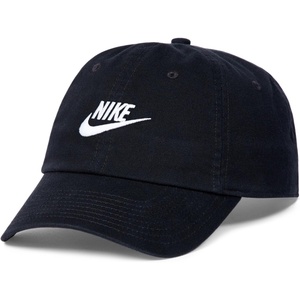 Nike Unisex Adult Club Unstructured Futura Wash Cap Hat | Mens and Womens(Black/White)