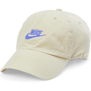 Nike Unisex Adult Club Unstructured Futura Wash Cap Hat | Mens and Womens(Light Khaki/Sapphire)