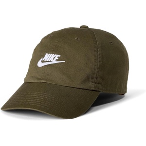 Nike Unisex Adult Club Unstructured Futura Wash Cap Hat | Mens and Womens(Medium Olive/White)