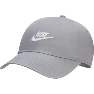 Nike Unisex Adult Club Unstructured Futura Wash Cap Hat | Mens and Womens(Particle Grey/White)