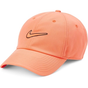 Nike Unisex Adult Club Unstructured Swoosh Cap Hat | Mens and Womens(Orange Frost/Black)