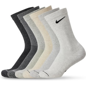 Nike Unisex Adult Everyday Elevated Crew Socks (6-Pack) | Mens and Womens(Birch Heather/Oatmeal Heather/Grey Heather/Charcoal Heather/Black Heather/Pure Platinum Heather)