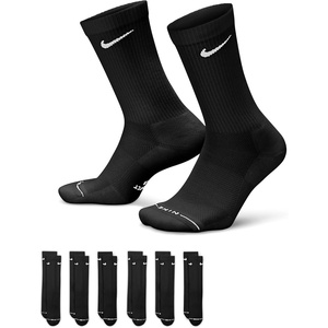 Nike Unisex Adult Everyday Elevated Crew Socks (6-Pack) | Mens and Womens(Black/White)