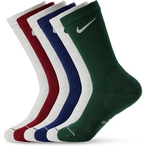 Nike Unisex Adult Everyday Elevated Crew Socks (6-Pack) | Mens and Womens(Midnight Navy/Team Red/Fir Birch Heather /Birch Heather/Birch Heather)