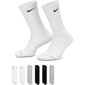 Nike Unisex Adult Everyday Elevated Crew Socks (6-Pack) | Mens and Womens(White/White/Grey Heather/Black/Black/Grey Heather)