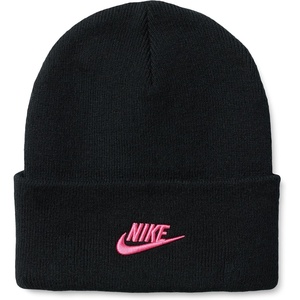 Nike Unisex Adult Peak Futura Beanie | Mens and Womens(Black/Pinksicle)