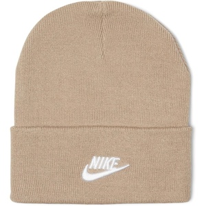 Nike Unisex Adult Peak Futura Beanie | Mens and Womens(Khaki/White)