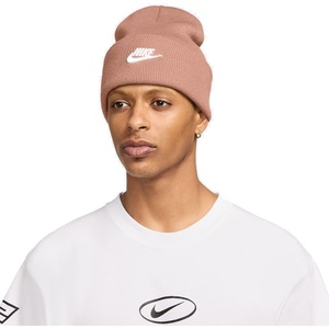 Nike Unisex Adult Peak Futura Beanie | Mens and Womens(Rose Gold/White)