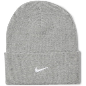 Nike Unisex Adult Peak Swoosh Beanie | Mens and Womens(Dk Grey Heather/White)