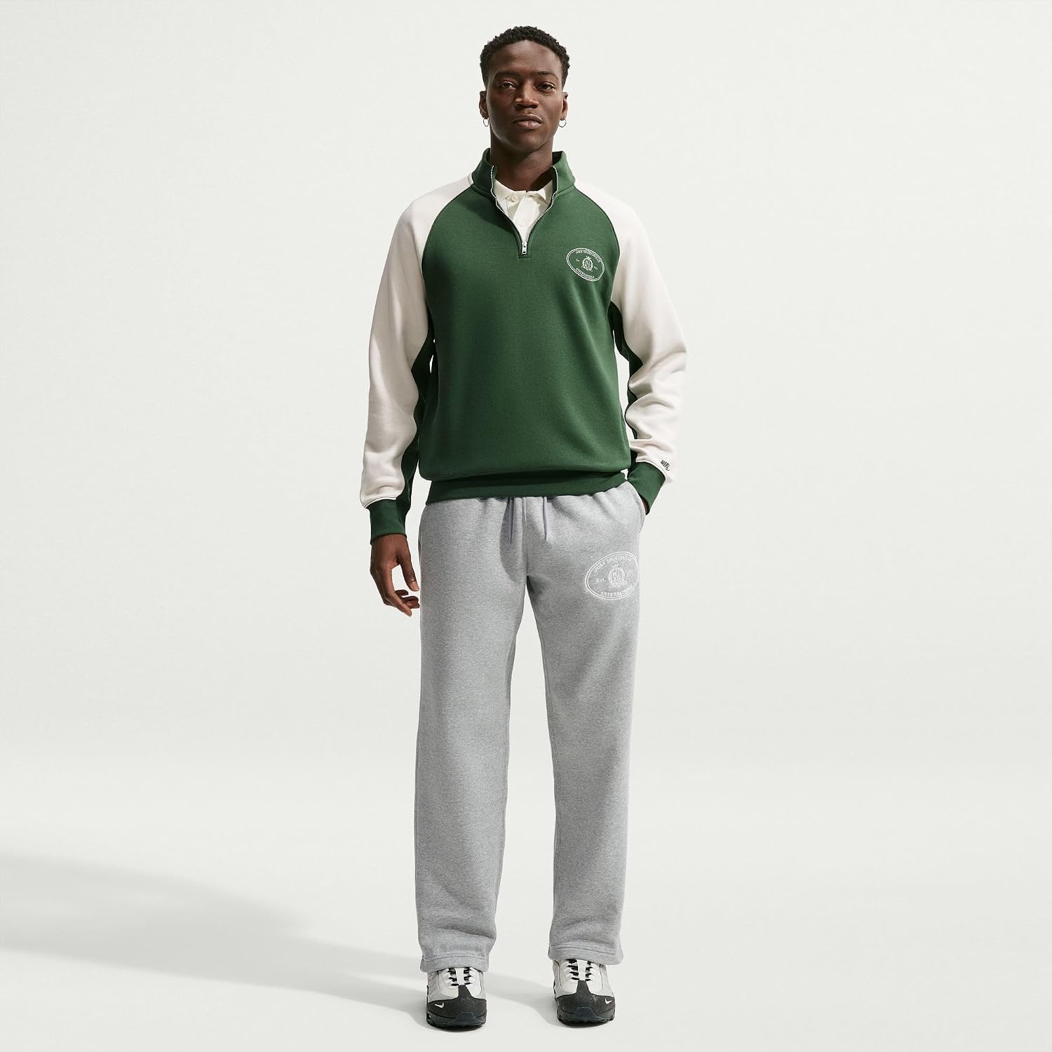 image:imageNike Mens Sportswear Club OpenHem Fleece PantsDark Grey HeatherLight Smoke GreySanddrift