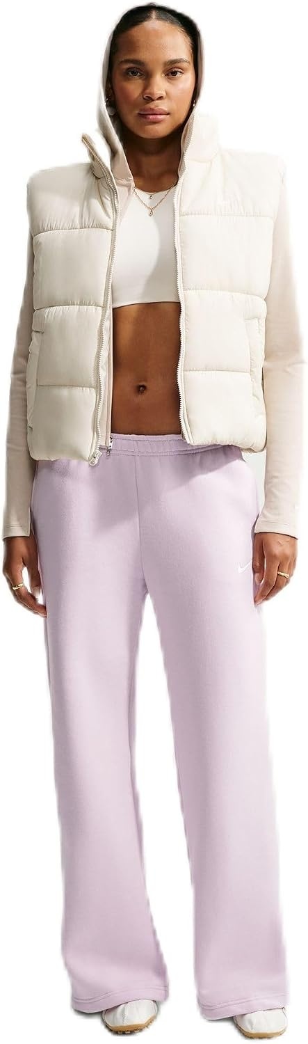 image:imageNike Womens Studio Fleece Standard Wide Leg PantBleached LilacSail