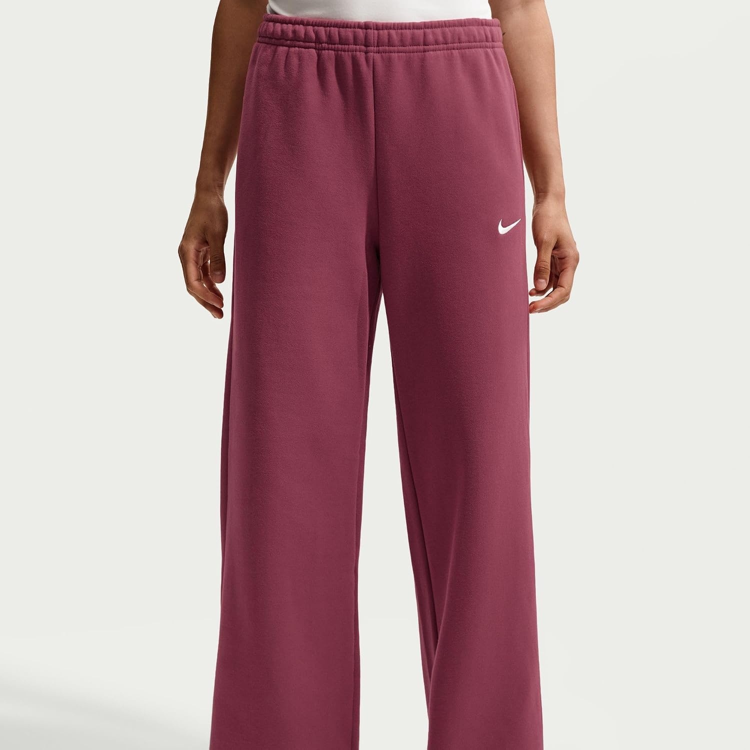image:imageNike Womens Studio Fleece Standard Wide Leg PantPink SmokeSail