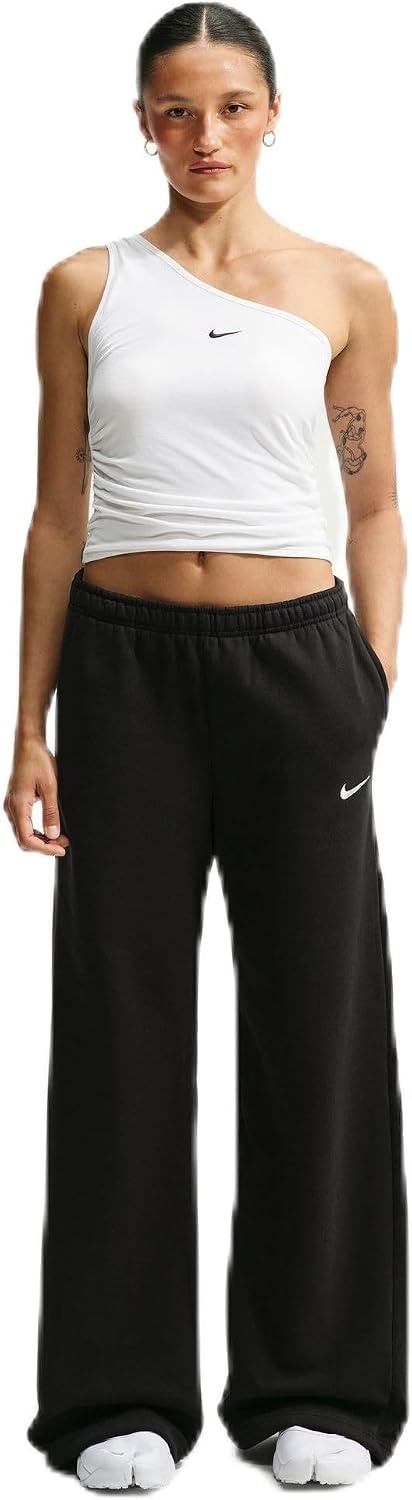 image:imageNike Womens Studio Fleece Standard Wide Leg PantTotal BlackSail