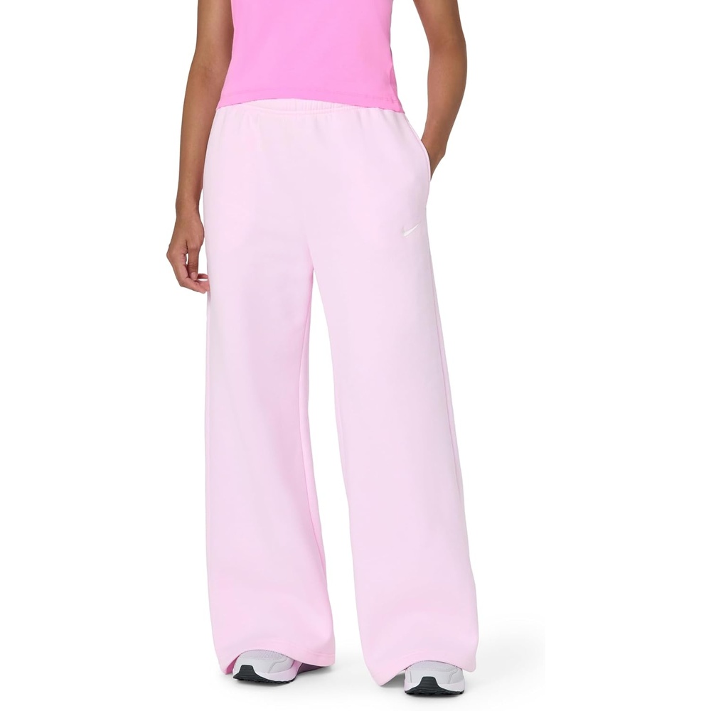 image:imageNike Womens Studio Fleece Standard Wide Leg PantPink FoamSail