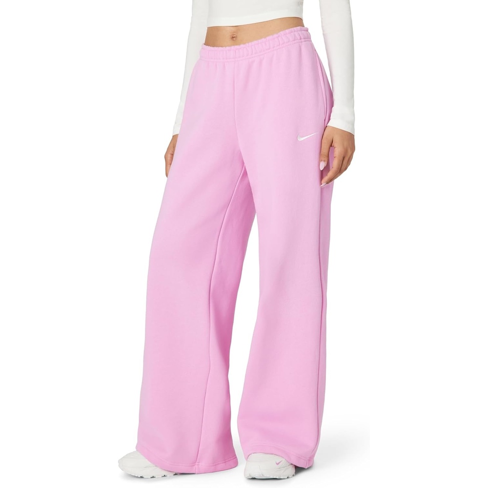 image:imageNike Womens Studio Fleece Standard Wide Leg PantPink RiseSail