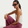 Nike Women’s Studio Fleece Standard Wide Leg Pant(Pink Smoke/Sail)