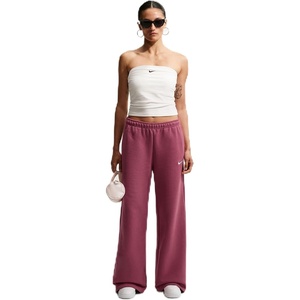 Nike Women’s Studio Fleece Standard Wide Leg Pant(Pink Smoke/Sail)