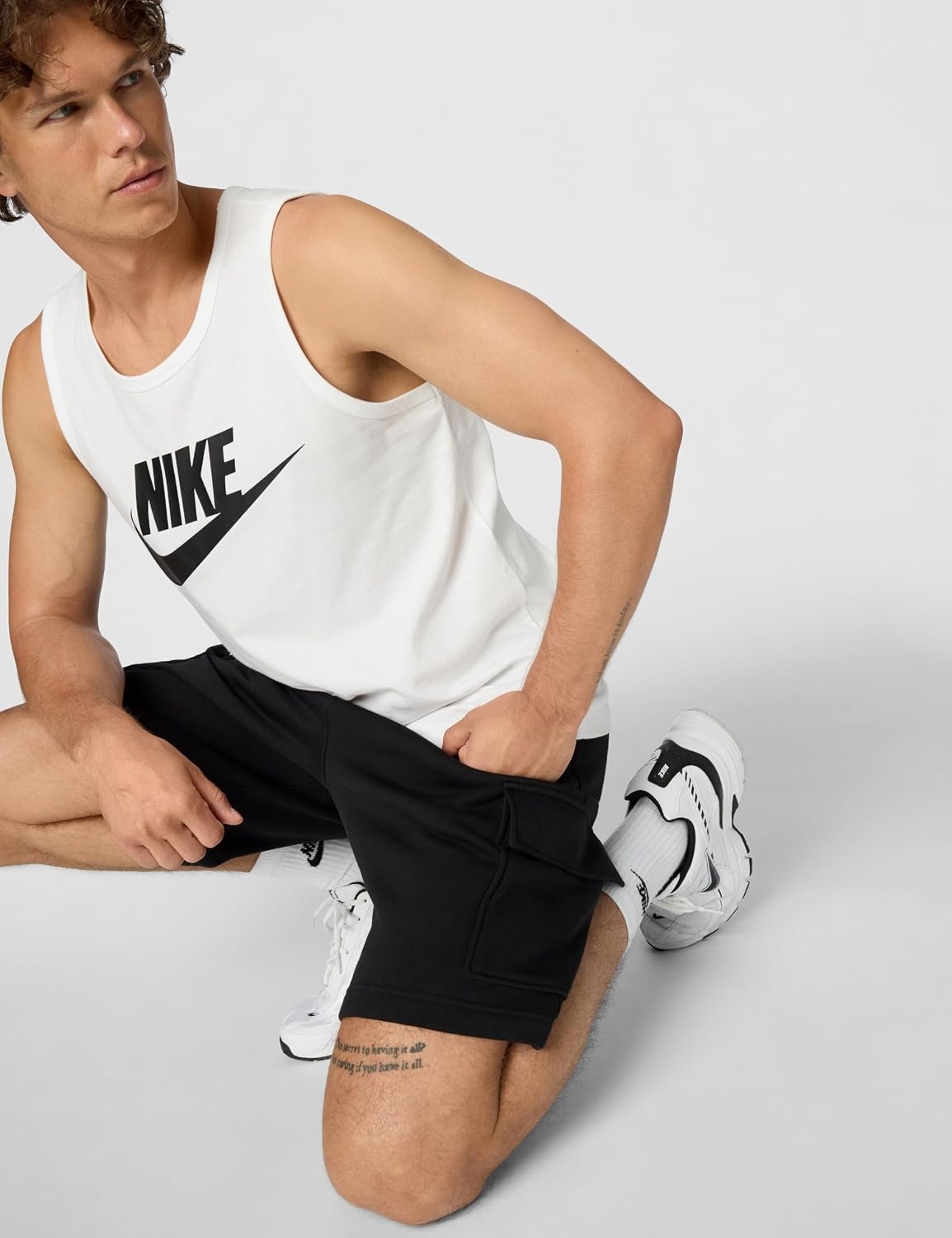 image:imageNike Mens Club Brushed Fleece Cargo ShortsBlackBlackWhite