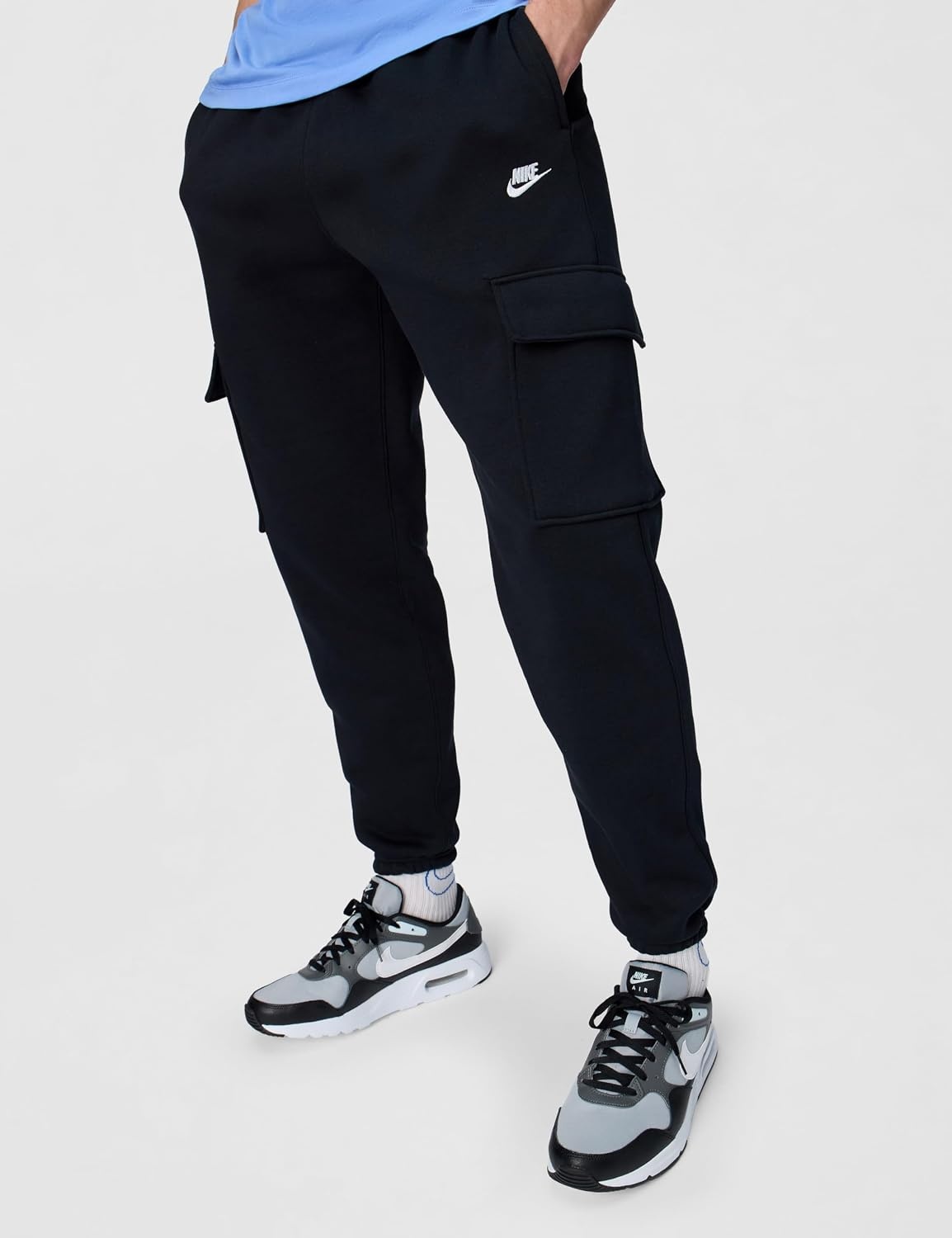 image:imageNike Mens Club Fleece Cargo PantsBlackBlackWhite