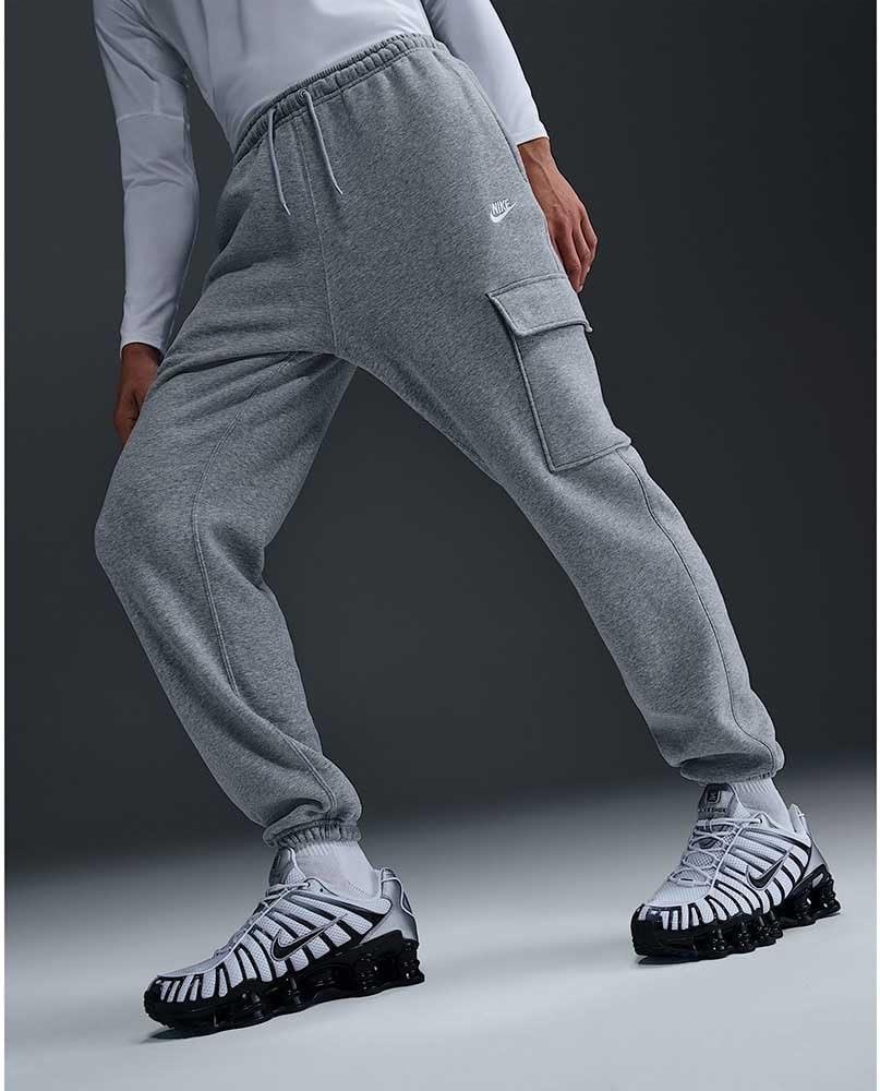 image:imageNike Mens Club Fleece Cargo PantsDark Grey HeatherLight Smoke GreyWhite