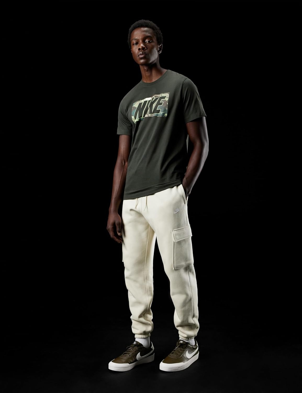 image:imageNike Mens Club Fleece Cargo PantsLight KhakiLight KhakiWhite